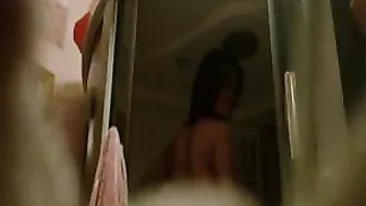 Brunette College Girl Secret Shower Masturbation with Big Boobs and Tits