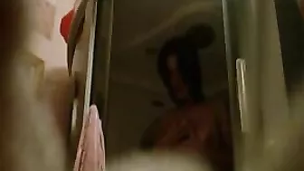 Brunette College Girl Secret Shower Masturbation with Big Boobs and Tits