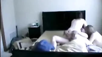 Bisexual Threesome Caught on Hidden Cam! Amateur Group Sex with Lucky Guy and Two Horny Chicks.