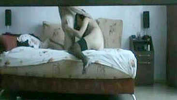 Spy on Me - Hidden Cam Amateur Brunette Booty Call with Oral Sex and Stockings