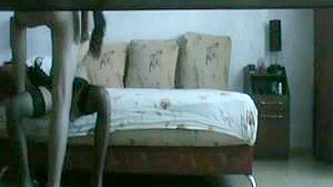 Spy on Me - Hidden Cam Amateur Brunette Booty Call with Oral Sex and Stockings