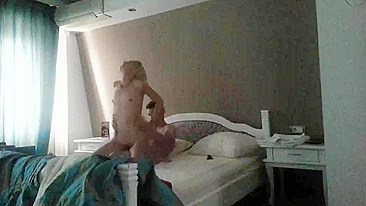 Skinny MILF Rides Young Hard Cock on Hidden Cam