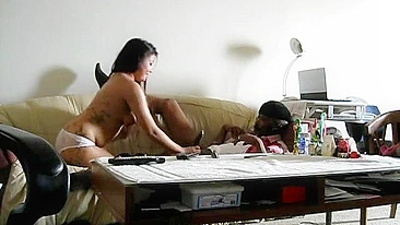 Spy on Asian College Girl Cowgirl Ride with Older Black Sugar Daddy