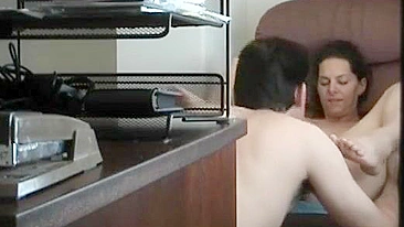 MILF Cheats on Hubby with Hidden Cam in Office