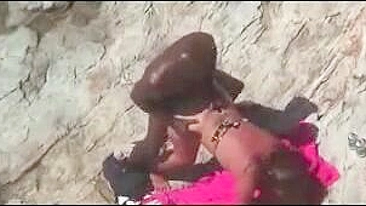 Exhibitionist Interracial Couple Caught on Hidden Cam in Public