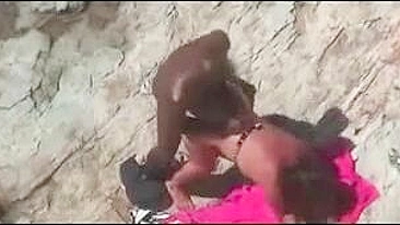 Exhibitionist Interracial Couple Caught on Hidden Cam in Public