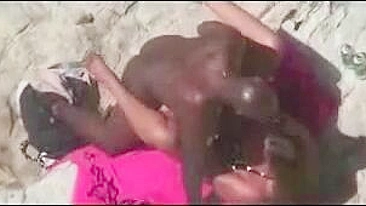 Exhibitionist Interracial Couple Caught on Hidden Cam in Public