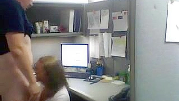 MILF Cheats on Hubby with Hidden Cam Blowjob in Office Sex