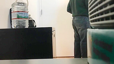 MILF Gets Caught on Hidden Cam Blowing Co-Worker in the Workplace
