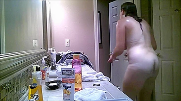 Spy on Busty BBW in Hairy Pussy Bathroom with Hidden Cam