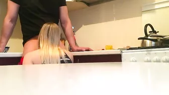 Spy on Blonde Amateur Doggy Blowjob in Hidden Cam Kitchen Sex