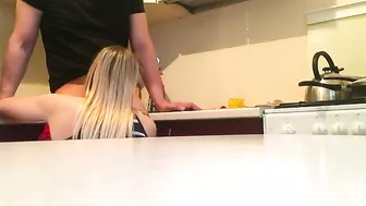 Spy on Blonde Amateur Doggy Blowjob in Hidden Cam Kitchen Sex