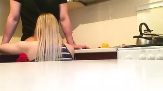 Spy on Blonde Amateur Doggy Blowjob in Hidden Cam Kitchen Sex