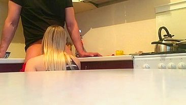 Spy on Blonde Amateur Doggy Blowjob in Hidden Cam Kitchen Sex