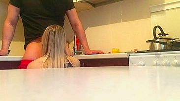 Spy on Blonde Amateur Doggy Blowjob in Hidden Cam Kitchen Sex