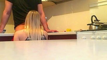 Spy on Blonde Amateur Doggy Blowjob in Hidden Cam Kitchen Sex