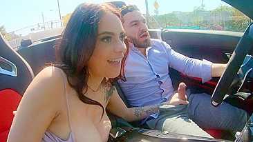 Porn actor gives a ride to a slut and enjoys public XXX blowjob
