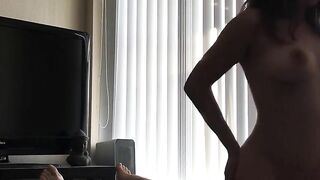 Busty Asian Cowgirl Rides Hidden Cam for Creamy Moans