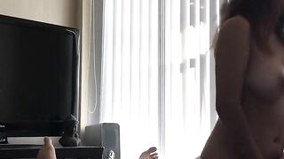 Busty Asian Cowgirl Rides Hidden Cam for Creamy Moans