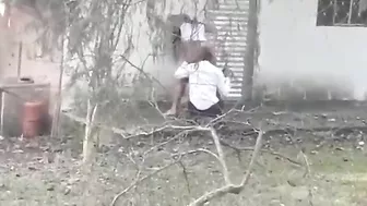 Outdoor Amateur Brunettes Caught Fucking in Public