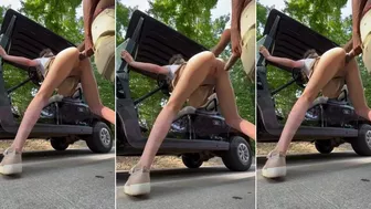 Cheating! Rich bitch fucks a nigger on the golf course while her husband's busy playing.