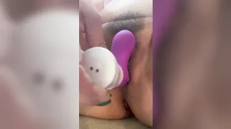 Slutty Wife Hairy Pussy Masturbation with Sex Toy