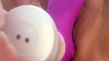 Slutty Wife Hairy Pussy Masturbation with Sex Toy