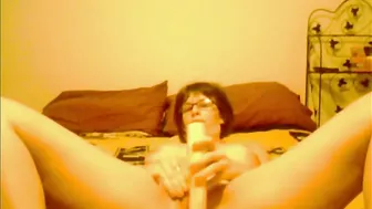 Mature Housewife Solo Masturbation with Glasses & Dildo