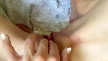Amateur Teen Masturbates in Homemade Selfie - Tiny 19 Year Old Fingerings Pussy Rubbing