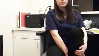 Masturbating Busty Brunette in Office Cubicle Amateur Fingering Orgasm