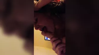 Amateur Brunette Blows Herself with Dildos in Homemade Masturbation Sex Toy Video