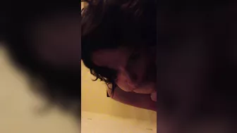 Amateur Brunette Blows Herself with Dildos in Homemade Masturbation Sex Toy Video