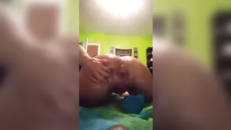 Amateur Anal Squirting Orgasm with Homemade Dildo Masturbation