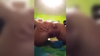 Amateur Anal Squirting Orgasm with Homemade Dildo Masturbation