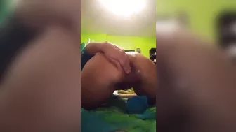 Amateur Anal Squirting Orgasm with Homemade Dildo Masturbation