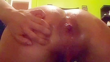 Amateur Anal Squirting Orgasm with Homemade Dildo Masturbation