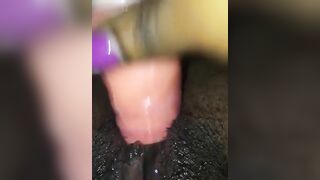 Amateur Ebony Masturbates with Dildo in Homemade Selfie