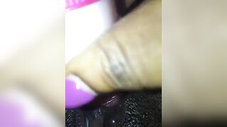 Amateur Ebony Masturbates with Dildo in Homemade Selfie