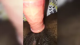 Amateur Ebony Masturbates with Dildo in Homemade Selfie