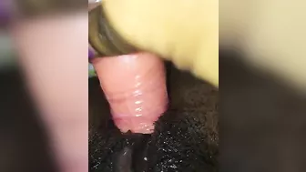 Amateur Ebony Masturbates with Dildo in Homemade Selfie