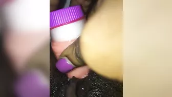 Amateur Ebony Masturbates with Dildo in Homemade Selfie