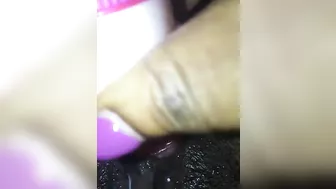 Amateur Ebony Masturbates with Dildo in Homemade Selfie