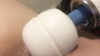 Amateur Girlfriend Perfect Shaved Pussy Masturbates with Cum as Lube