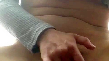 Masturbating Amateur with Big Boobs Cums by Open Window