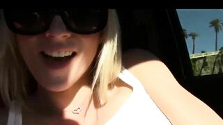 Blonde Amateur Masturbates with Dildo in Public Car - Homemade Orgasm
