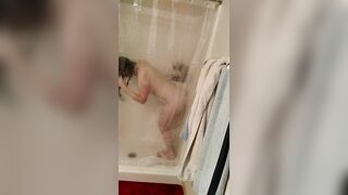 Masturbating with My Dildo in the Shower - Amateur Brunette Chubby Selfie Sex Toy Fuck