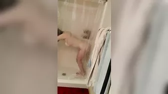 Masturbating with My Dildo in the Shower - Amateur Brunette Chubby Selfie Sex Toy Fuck