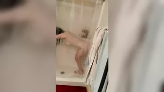 Masturbating with My Dildo in the Shower - Amateur Brunette Chubby Selfie Sex Toy Fuck