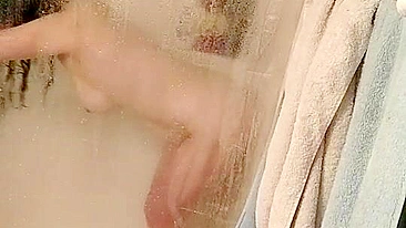 Masturbating with My Dildo in the Shower - Amateur Brunette Chubby Selfie Sex Toy Fuck