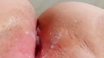 Chubby Amateur Creamy Pussy Masturbates with Dildo & Moans in Tight Selfie